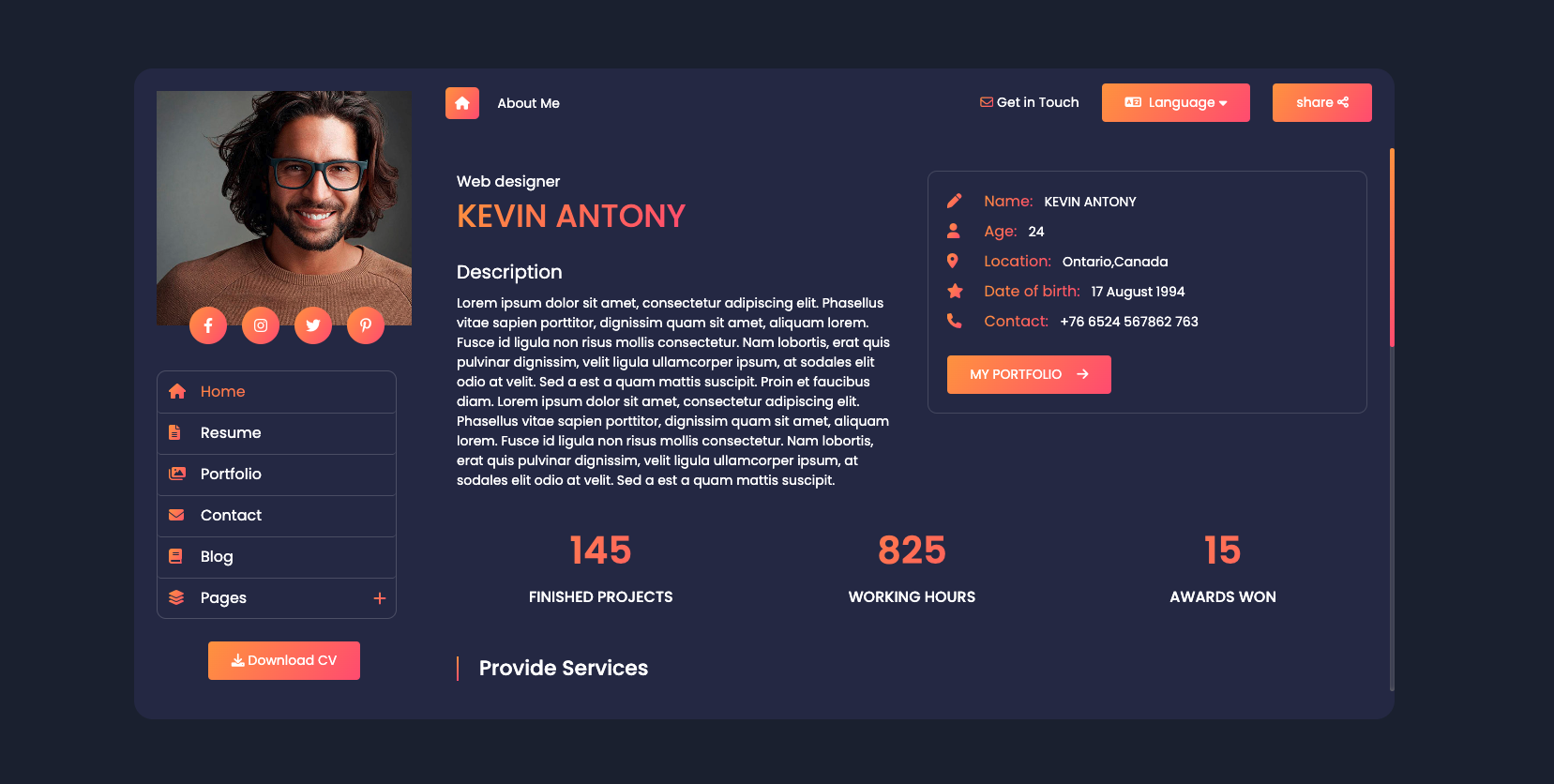 vcard11 template preview